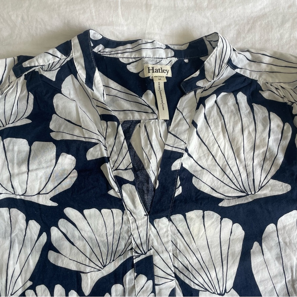 Hatley 100% Cotton Navy White Seashell Print Summer Coastal Mini Dress Coverup - Picture 9 of 16
